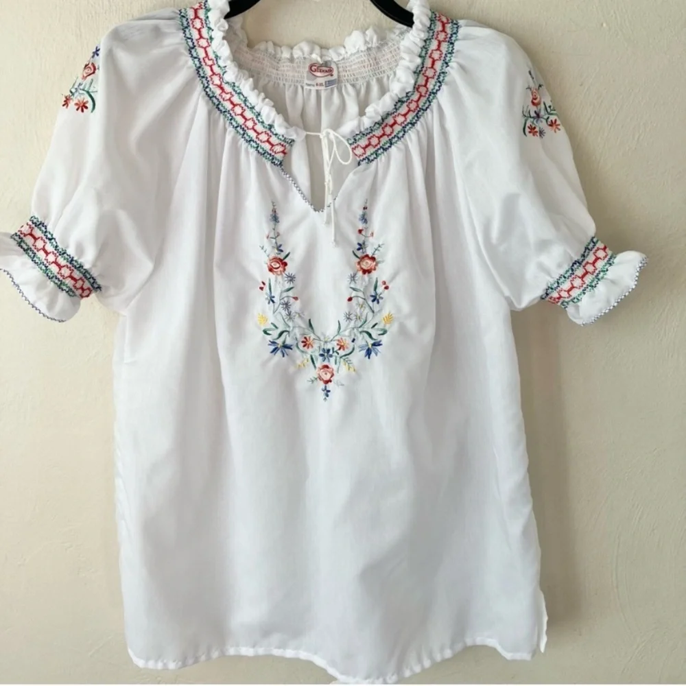 Vintage Giras Embroidered Boho Peasant Top Shirt - Picture 1 of 5